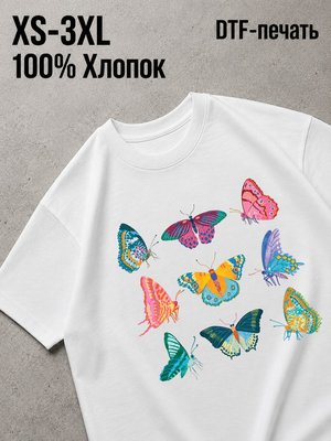 Футболка цветы бабочки жуки