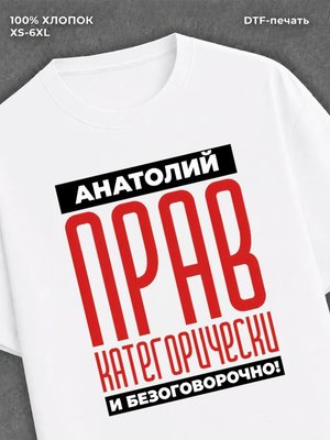 Футболка прикольная именная Анатолий