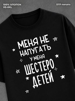 Футболка прикольной надписью У меня шестеро детей