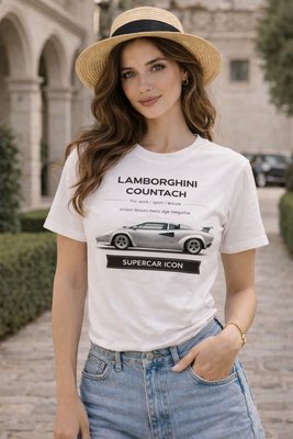 Футболка белая в стиле Lamborghini Countach