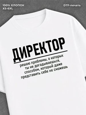 Футболка прикольной надписью на спине Директор