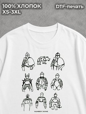 Футболка Knight комикс y2k Number Nine Такахиро Мияшита white