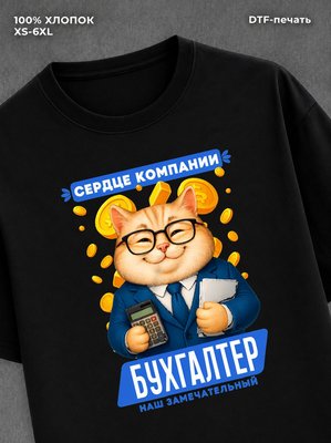 Футболка Кот надпись Бухгалтер