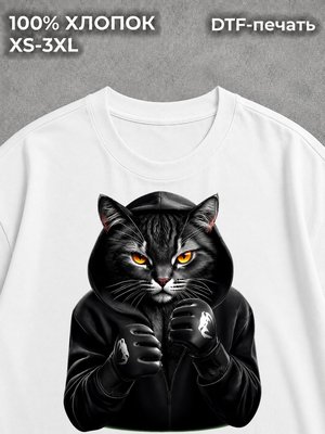Футболка Кот в капюшоне