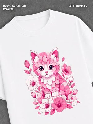 Футболка Кот нок лепесток