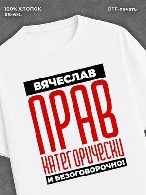 Футболка прикольная именная Вячеслав