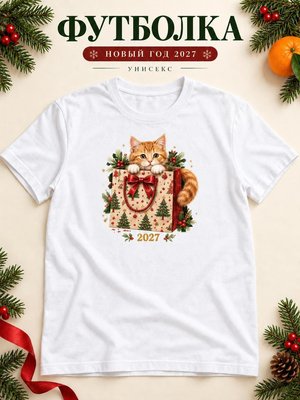 Футболка унисекс новогодняя Кот 2027