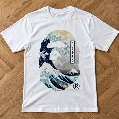 Футболка Bape x Ukiyo-e Ape Head белая