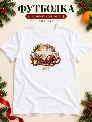 Футболка унисекс новогодняя Кот 2027