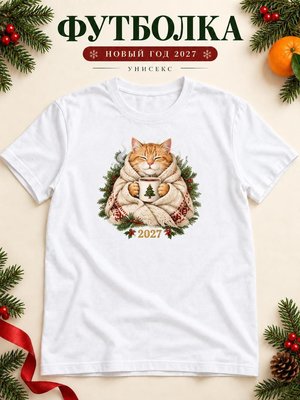 Футболка унисекс новогодняя Кот 2027