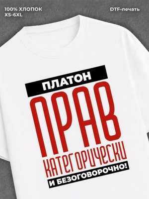 Футболка Футболка прикольная именная Платон