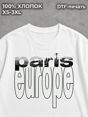 Футболка принт винтаж и ретро альт y2k PARIS париж white