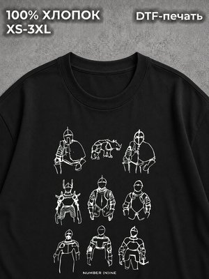 Футболка Number Nine Knight y2k sk8 archive vintage black