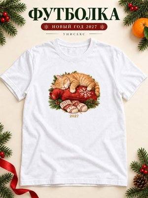 Футболка унисекс новогодняя Кот 2027