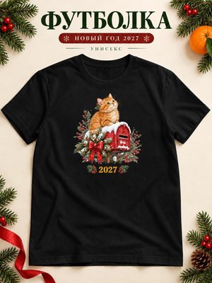 Футболка унисекс новогодняя Кот 2027