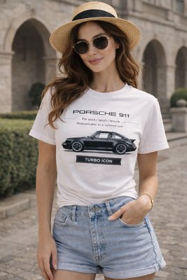 Футболка белая в стиле Porsche 911 Turbo 930