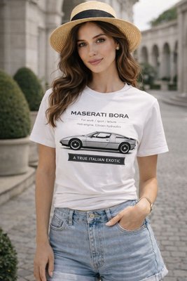 Футболка белая в стиле Maserati Bora