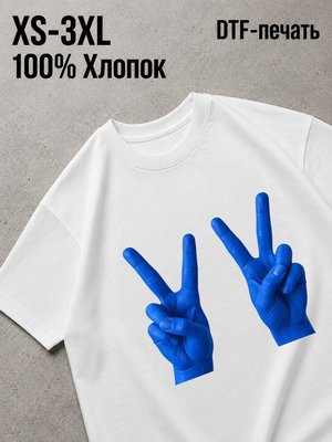 Футболка голубые надписи