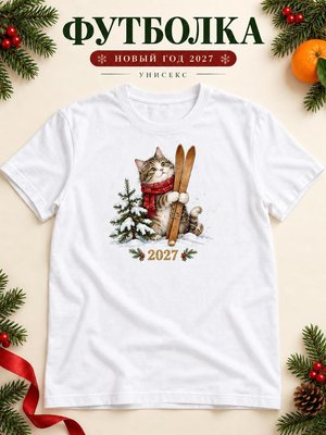 Футболка унисекс новогодняя Кот 2027