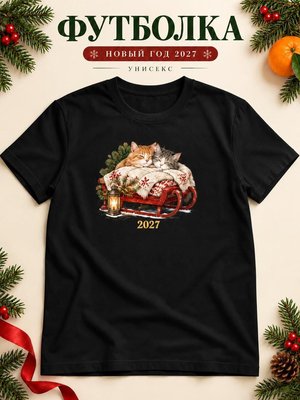 Футболка унисекс новогодняя Кот 2027