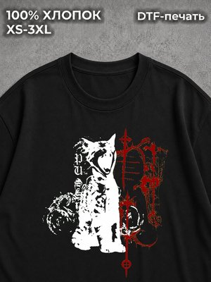 Футболка y2k дрейн кот black