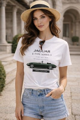 Футболка белая в стиле Jaguar E Type Series 3