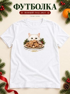 Футболка унисекс новогодняя Кот 2027