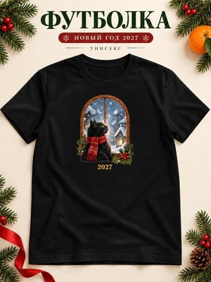 Футболка унисекс новогодняя Кот 2027