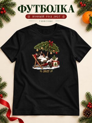 Футболка унисекс новогодняя Кот 2027